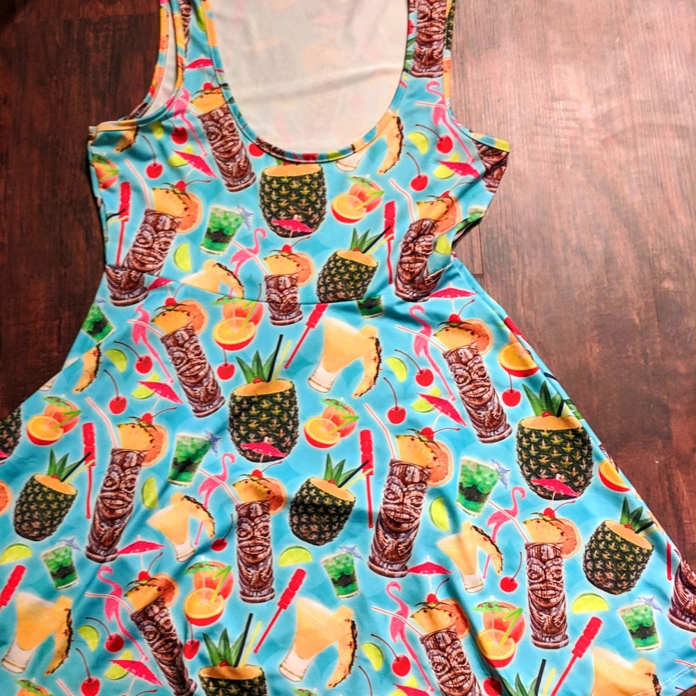 Sourpuss Tropical Drink Skater Dress Medium